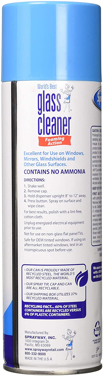 Sprayway Streakless Glass Cleaner 19 oz (3 Pack) Made in USA, Blue and White