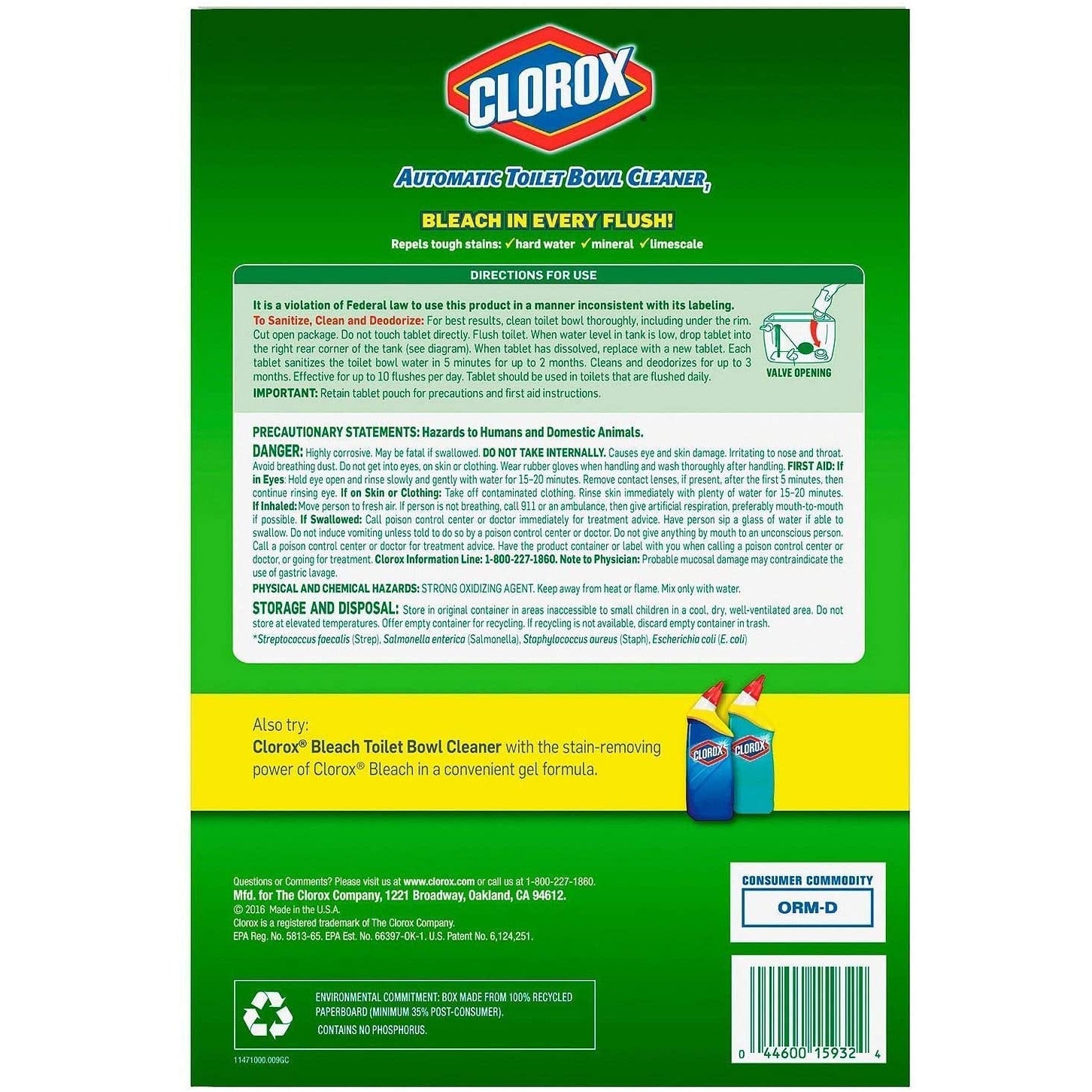 Clorox Automatic Toilet Bowl Cleaner Tablet - 3.5 Ounce, 6 Pack
